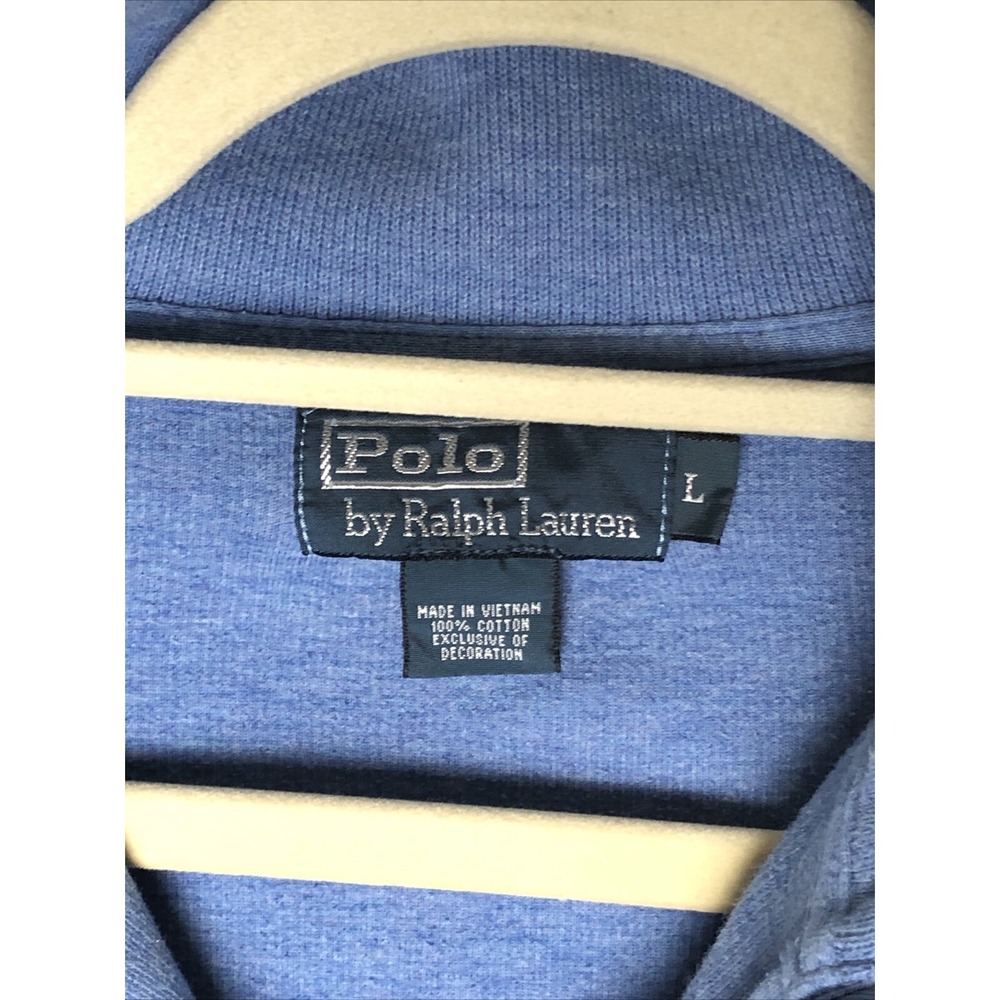 Polo Ralph Lauren Cotton Men's Pullover 1/4 Zip Blue w/Yellow Logo Size Large - Picture 9 of 12